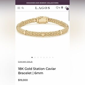 Lagos 18K Gold Station Caviar Bracelet | 6mm | Size M